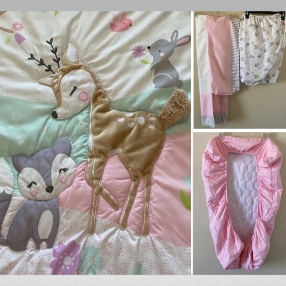 4-Piece Pink Baby Crib Set